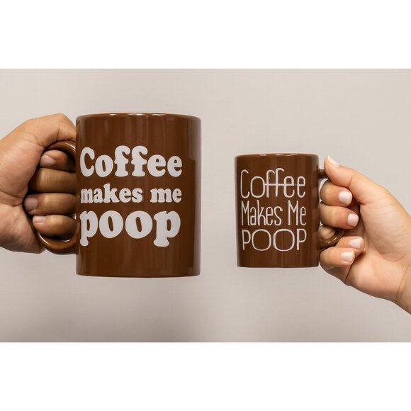 2 Coffee Makes Me Poop Mugs Cups Brown CONTAINERS - Picture 16 of 16